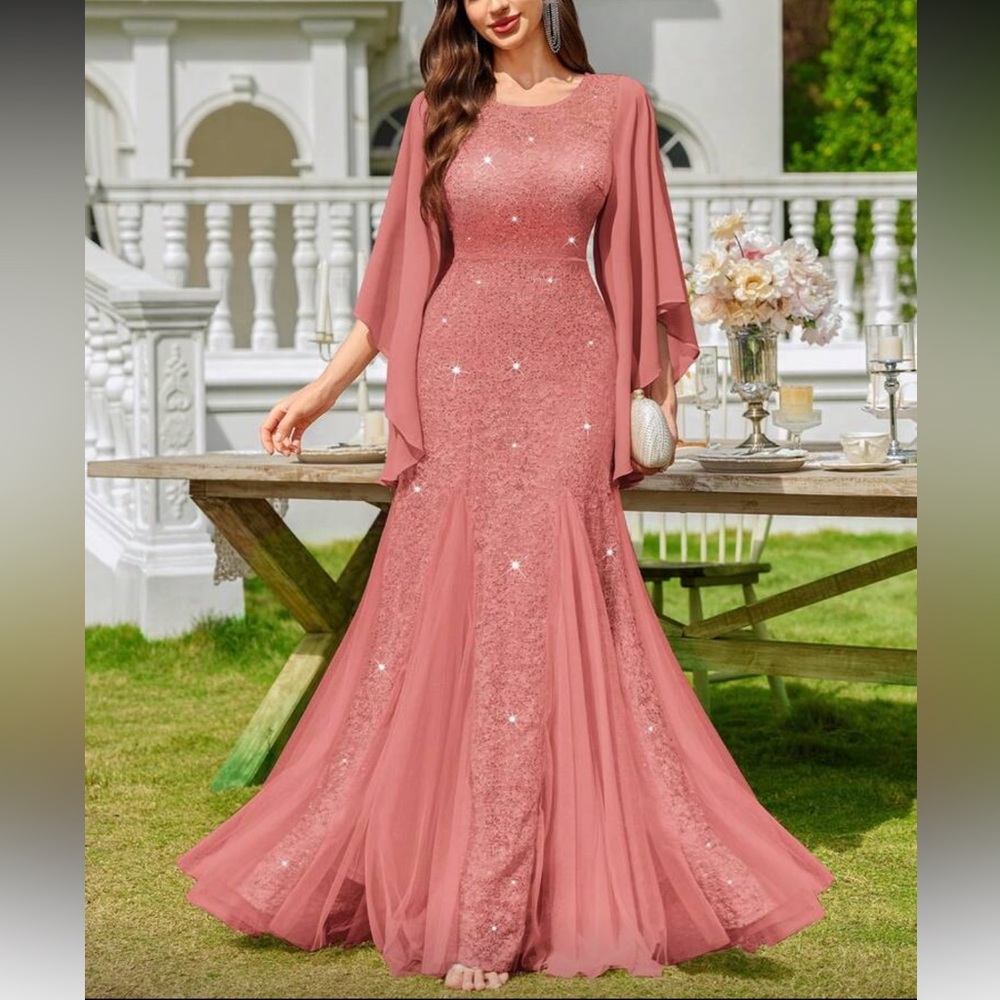 Elegant Dust Pink Evening Gown